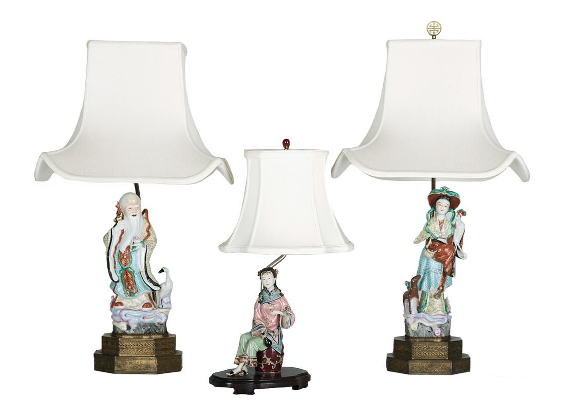 Three Chinese Figural Lamps (1 of 1)