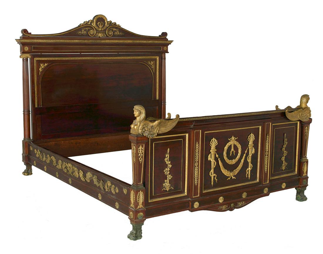 Empire-Style Gilt-Bronze-Mounted Mahogany Bed (1 of 1)
