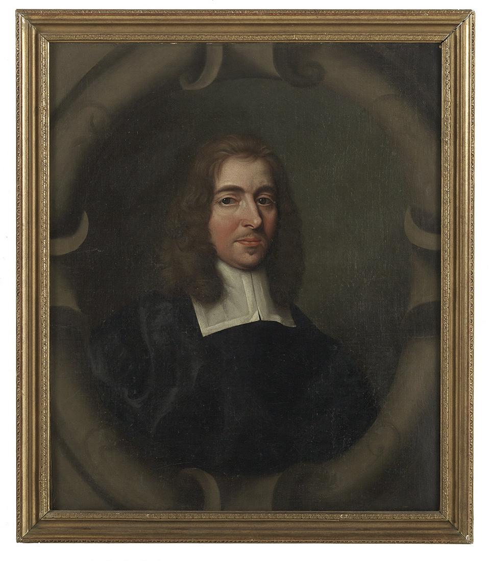 British School, (19th Century): British School (19th Century) "Portrait of a Gentleman" oil on linen possibly monogrammed "F" or "JE" lower right. Framed. 30" x 25", framed 33-1/2" x 28-1/4"