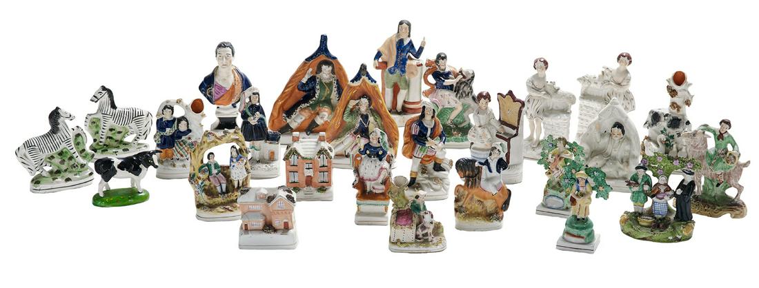 Collection of Staffordshire Figures & Spill Vases (1 of 3)