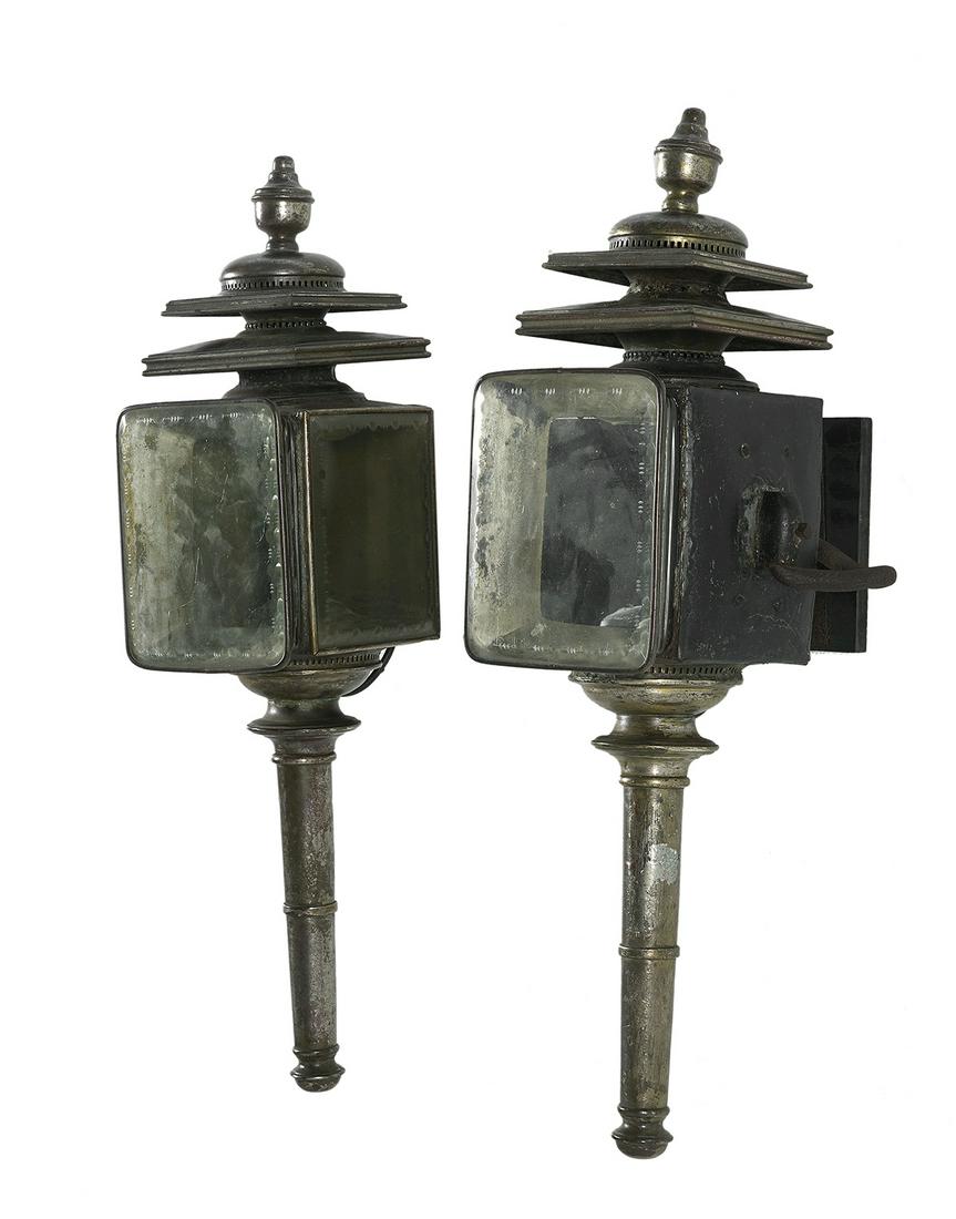 Pair of Victorian Metal and Glass Carriage Lamps (1 of 1)