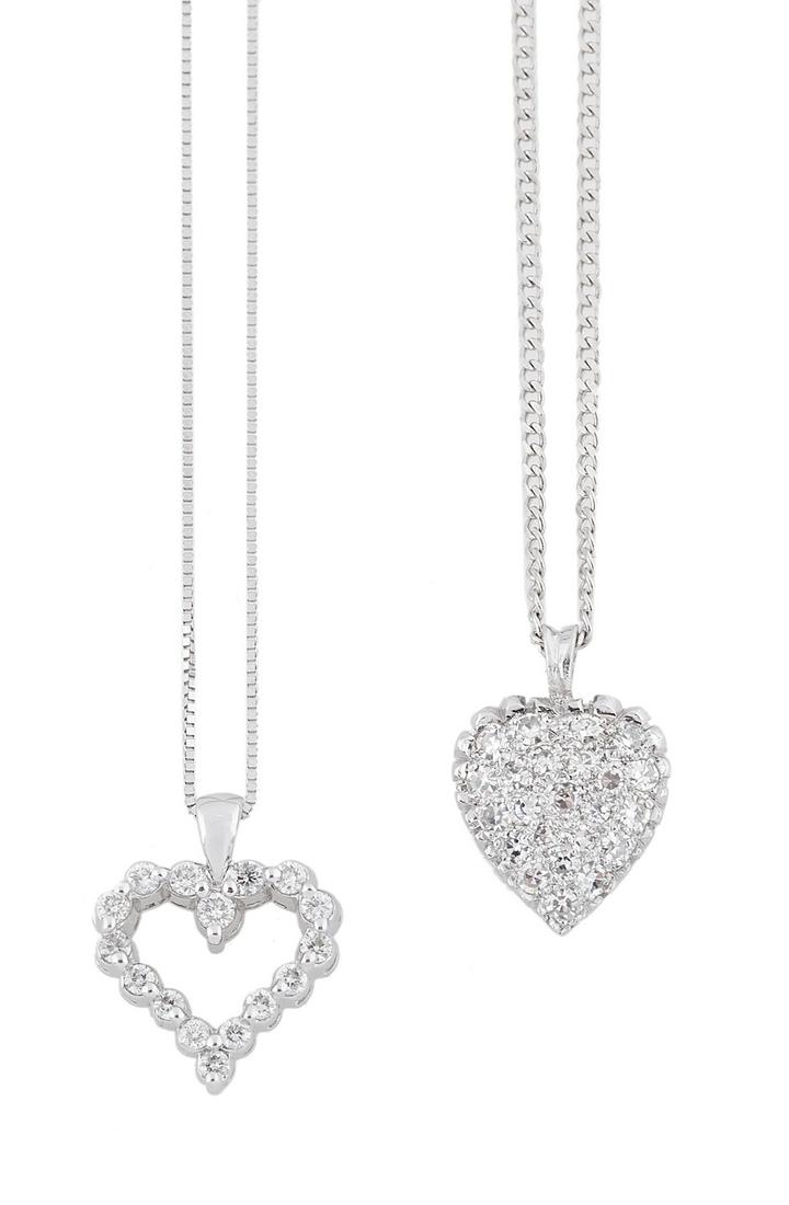 Two Diamond Heart Pendants with Chains (1 of 1)