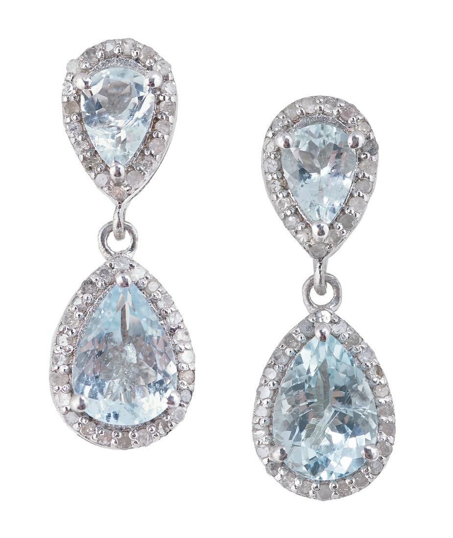 Pair of Aquamarine and Diamond Earrings (1 of 1)