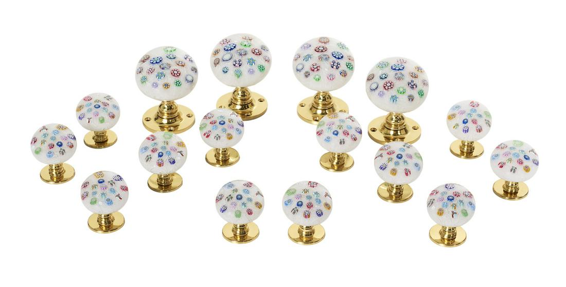 16 Millefiori Glass & Brass Door & Cabinet Pulls (1 of 1)