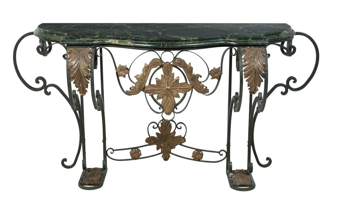 Wrought Iron and Marble-Top Console Table (1 of 1)