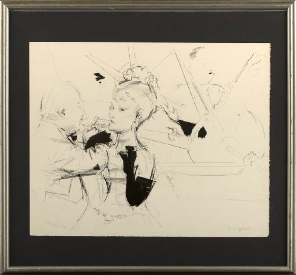 Jack Levine (American/New York, b. 1915): Jack Levine (American/New York, b. 1915) "Vernissage", 1967, lithograph on Arches paper, pencil signed lower right "J. Levine", numbered "76/125", printed by Atelier Mourlot, New York, sheet 18" x 22"