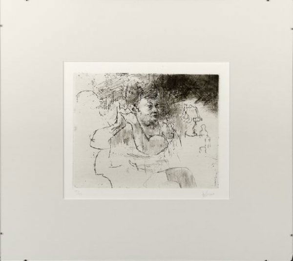 Jack Levine (American/New York, b. 1915): Jack Levine (American/New York, b. 1915) "Boudoir", 1968, etching and drypoint on Arches paper, pencil signed lower right "J. Levine", numbered lower left "19/50", printed by Emiliano Sorini, New York