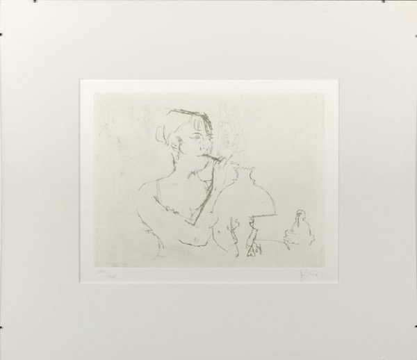Jack Levine (American/New York, b. 1915): Jack Levine (American/New York, b. 1915) "Girls of Tunbridge Alley I", 1967, soft ground etching on B. F. K. Rives paper, pencil signed lower right "J. Levine", numbered lower left "XXVI/XLV", sight 1