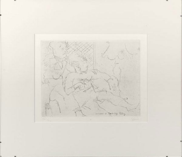 Jack Levine (American/New York, b. 1915): Jack Levine (American/New York, b. 1915) "McHeath at Tunbridge Alley", 1967, soft ground etching on B. F. K. Rives paper, pencil signed lower right "J. Levine", numbered lower left "XXVI/XLV", titled