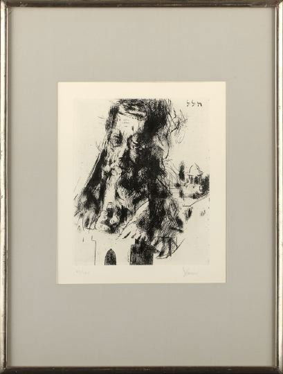 Jack Levine (American/New York, b. 1915): Jack Levine (American/New York, b. 1915) "Hillel", 1963, etching on B. F. K. Rives paper, pencil signed lower right "J. Levine", numbered in pencil lower left "61/100", printed by Emiliano Sorini, New