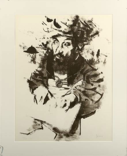 Jack Levine (American/New York, b. 1915): Jack Levine (American/New York, b. 1915) "Maimonides II", 1967, lithograph on Arches paper, pencil signed lower right "J. Levine", numbered lower left "64/100", printed by Atelier Mourlot, Paris, Fran