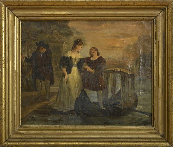 Continental School (Third Quarter 19th Century): Continental School (Third Quarter 19th Century) "The Jealous Suitor", oil on canvas, unsigned, 10-3/8" x 13". Presented in a period giltwood frame.