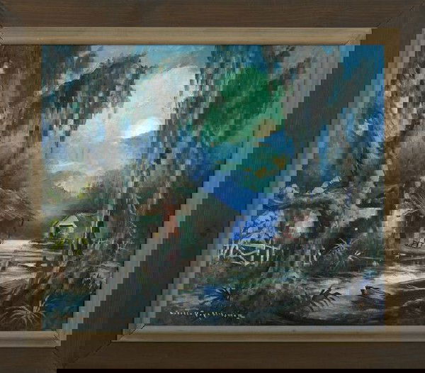 Colette Pope Heldner (Louisiana, 1902-1999): Colette Pope Heldner (American/Louisiana, 1902-1999) "Swamp Idyll", oil on canvas board, signed lower left "Colette Pope Heldner", 20" x 24". Framed.