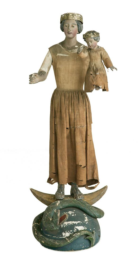 French Wood Sculpture of the Virgin and Child (1 of 3)