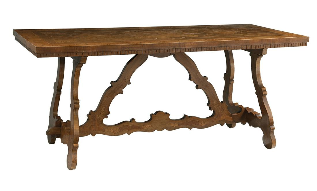 Continental Walnut and Fruitwood Center Table (1 of 1)