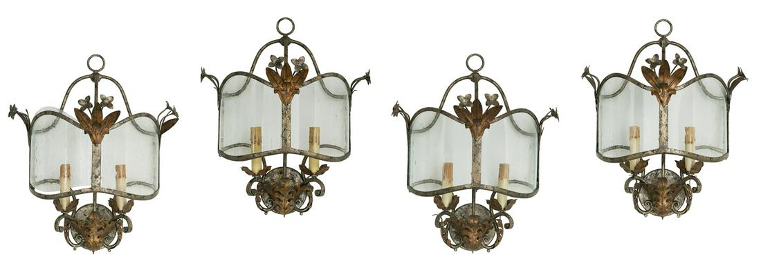 Suite of Four Gilt-Metal and Glass Sconces (1 of 5)