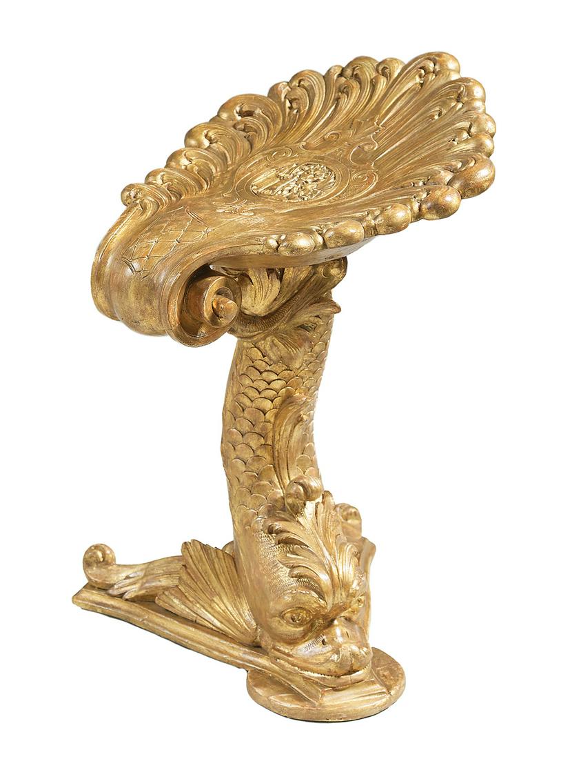 Italian Giltwood Grotto-Style Piano Stool (1 of 1)