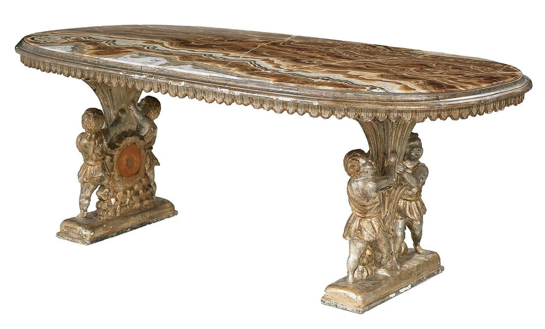 Italian Polychromed and Onyx-Top Table (1 of 2)