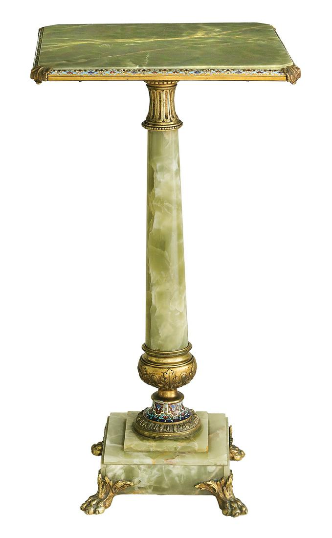 Continental Onyx and Cloisonne Pedestal Table (1 of 1)