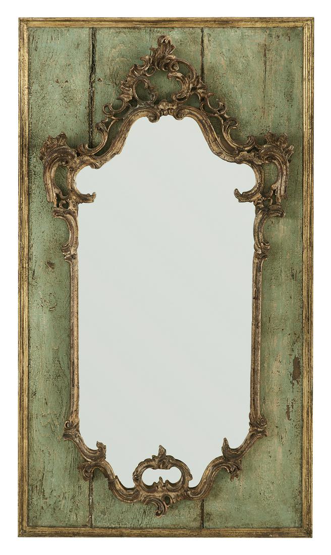 Italian Carved Giltwood Mirror on Painted Panel (1 of 2)