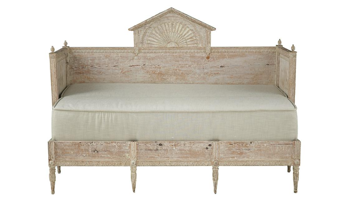 Scandinavian Neoclassical Pickled Pine Settee (1 of 4)