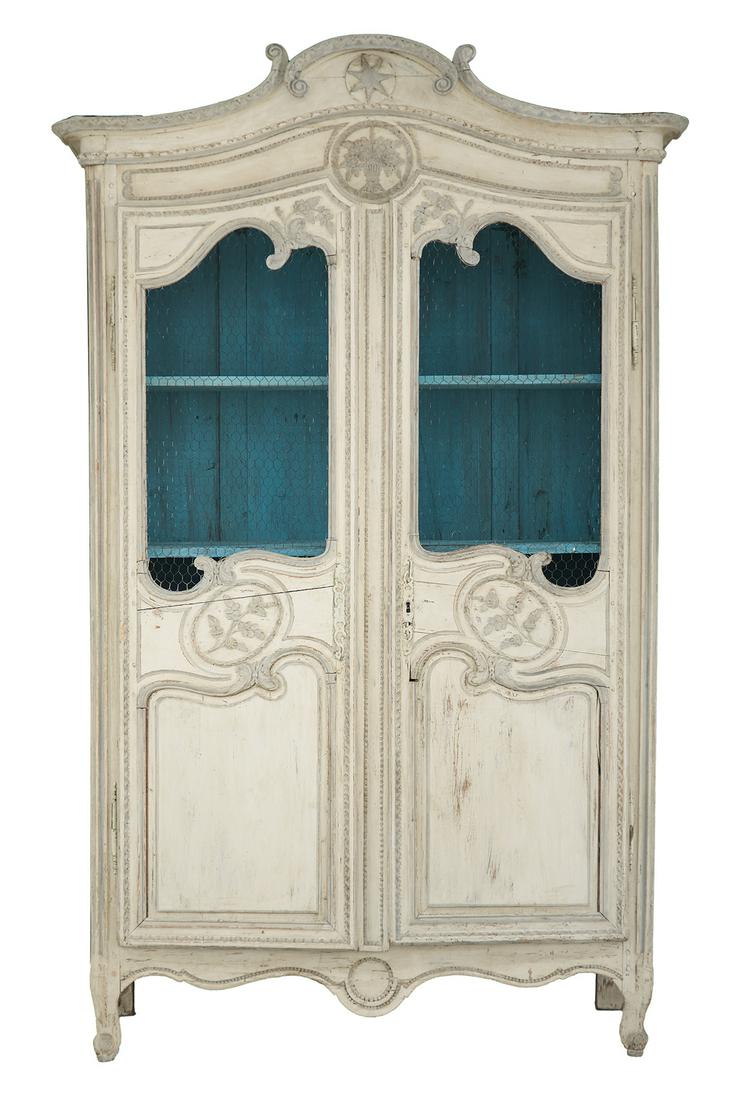 French Provincial Polychromed Armoire (1 of 2)