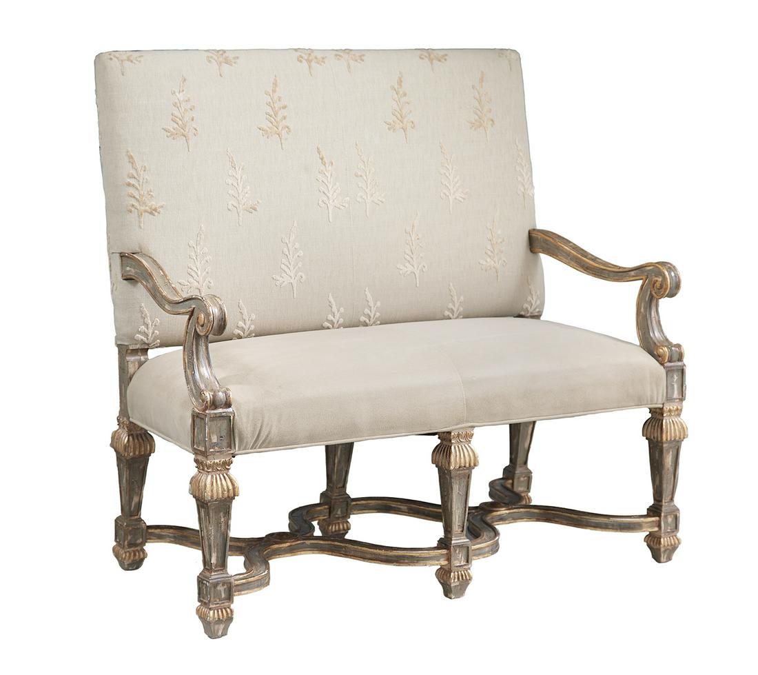 Louis XIV-Style Polychromed Settee (1 of 1)