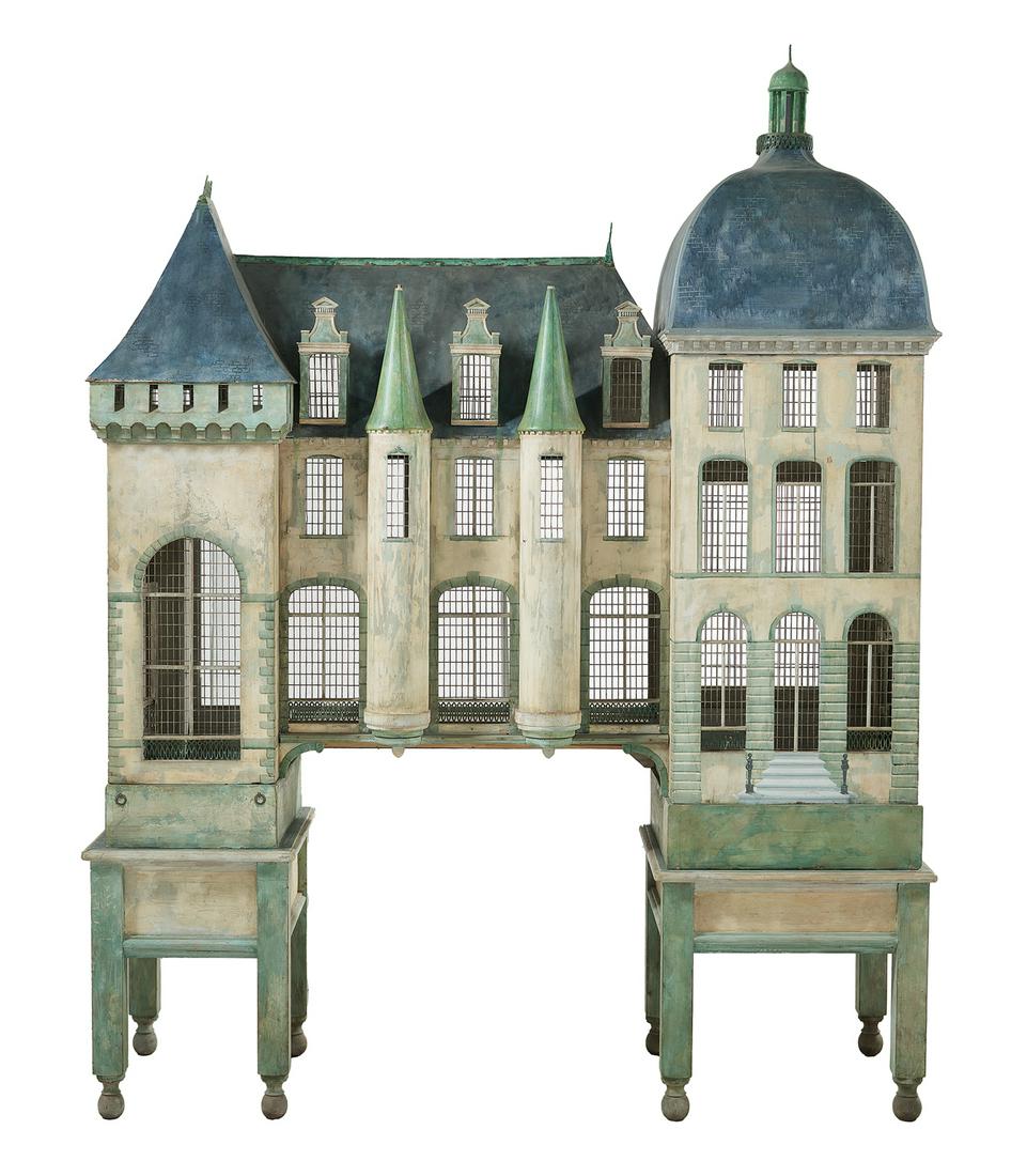 Monumental Polychromed Carved Wood Birdcage (1 of 2)