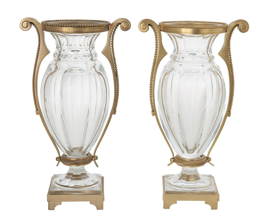 Pair of Baccarat Gilt-Bronze and Cut Crystal Urns (1 of 1)