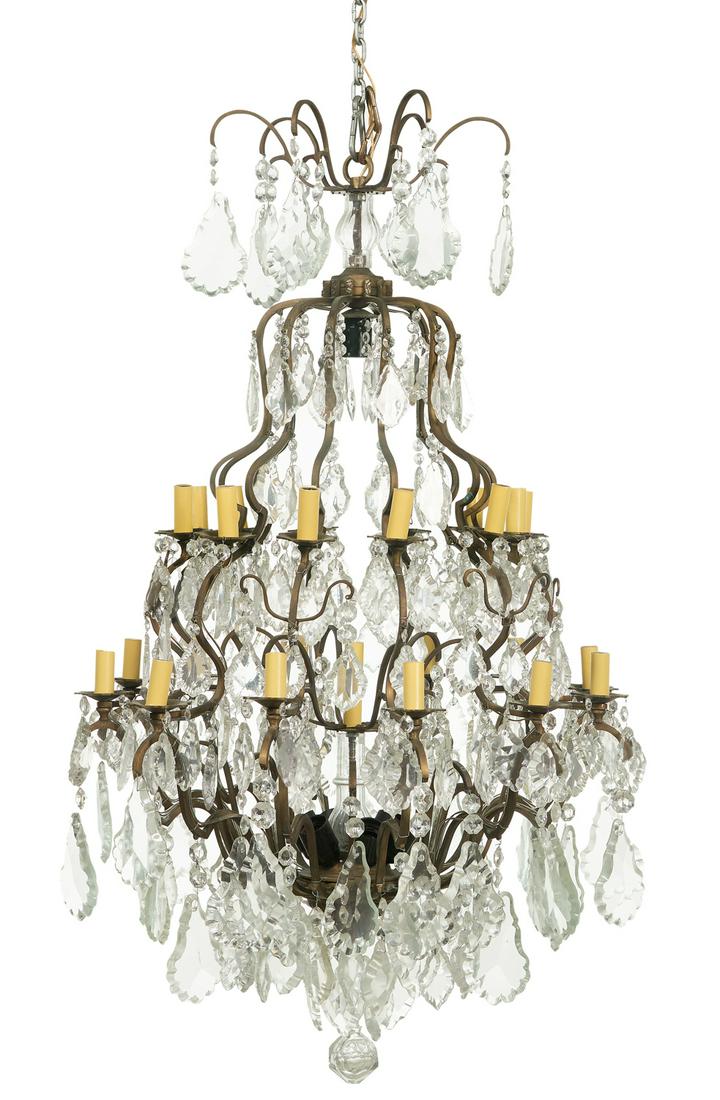 French Patinated Bronze and Crystal Chandelier (1 of 1)
