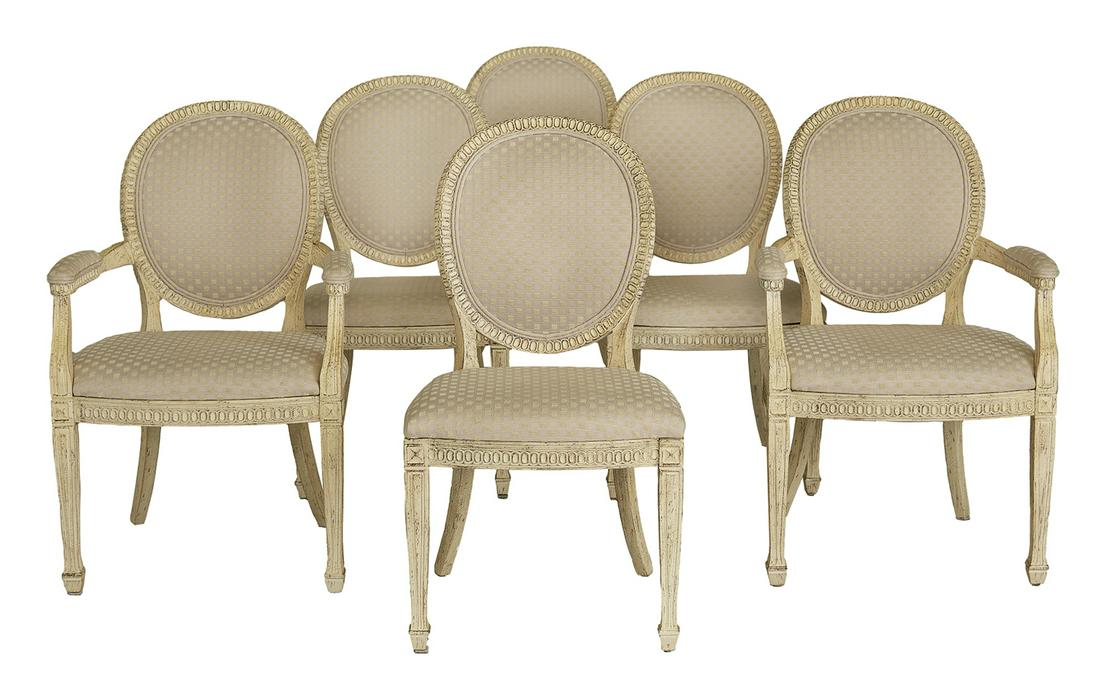 Six Louis XV-Style Polychromed Dining Chairs (1 of 1)