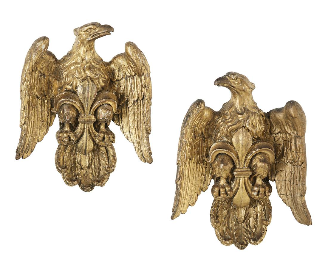 Pair of French Empire Carved Giltwood Eagles (1 of 5)