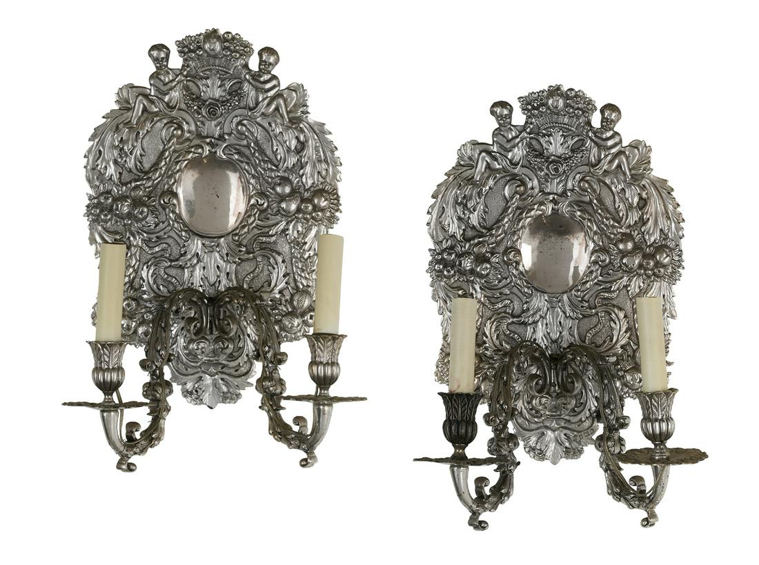 Pair of English Sterling Silver Sconces (1 of 3)