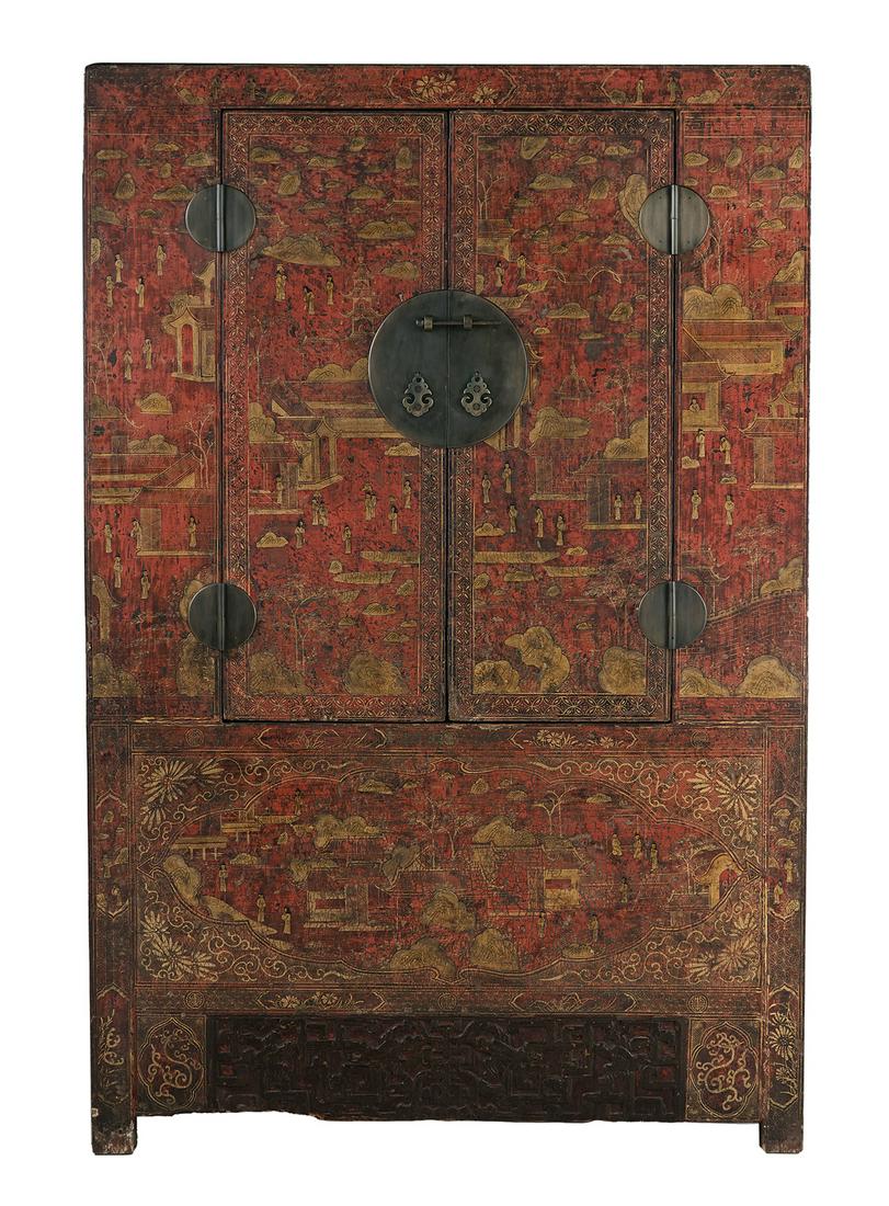 Chinese Red-Lacquered Cabinet (1 of 2)