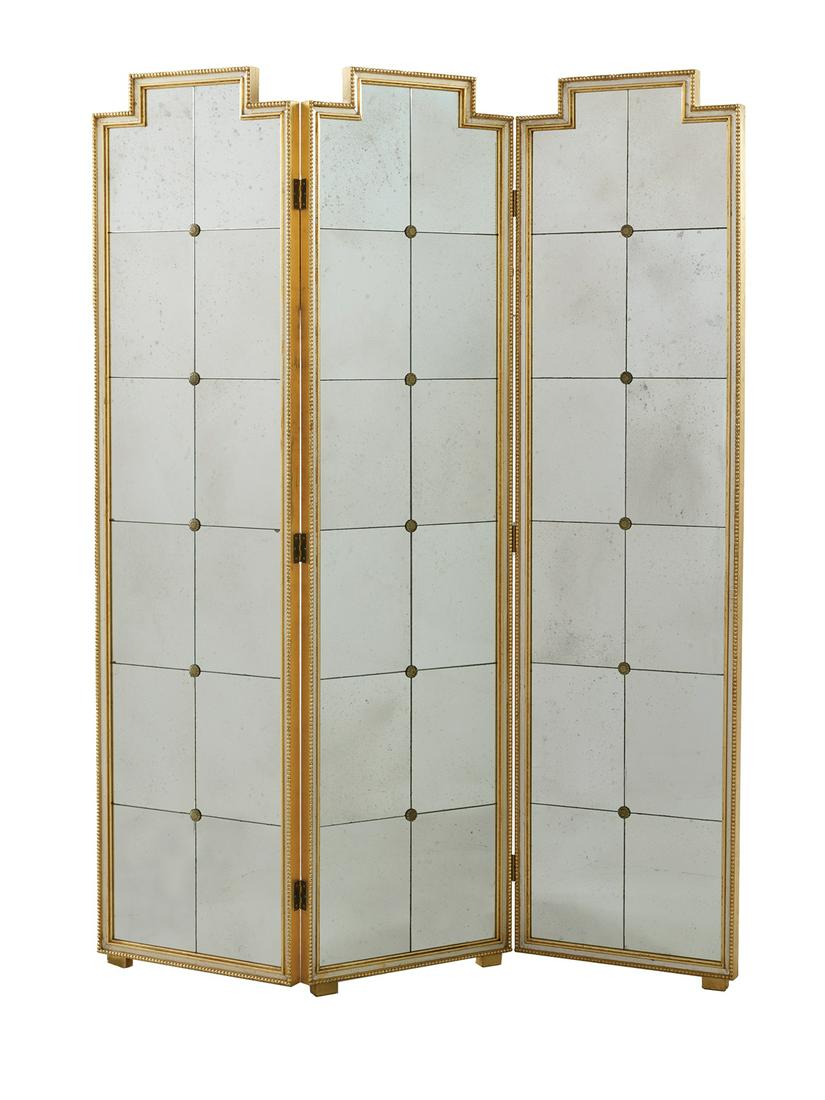 Giltwood and Mirror Glass Three-Panel Screen (1 of 1)