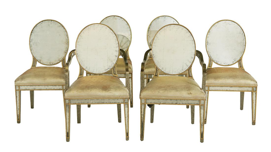 Six Contemporary Mirrored Glass Dining Chairs (1 of 1)
