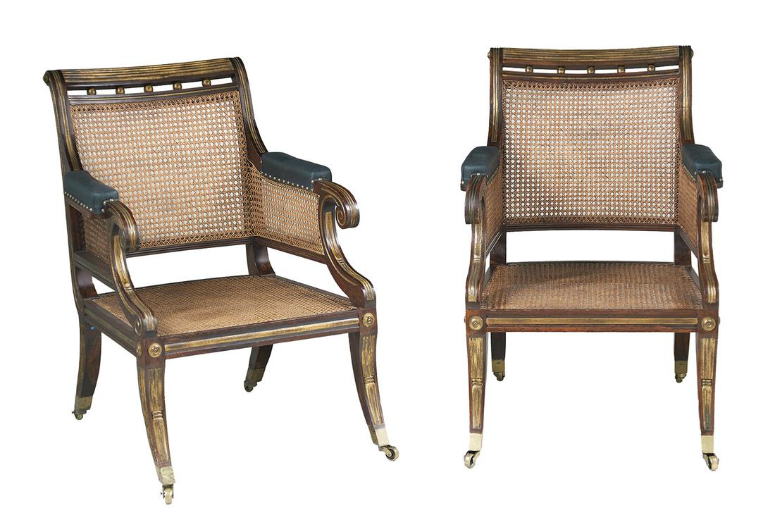 Pair of Anglo-Colonial Hardwood Library Armchairs (1 of 1)