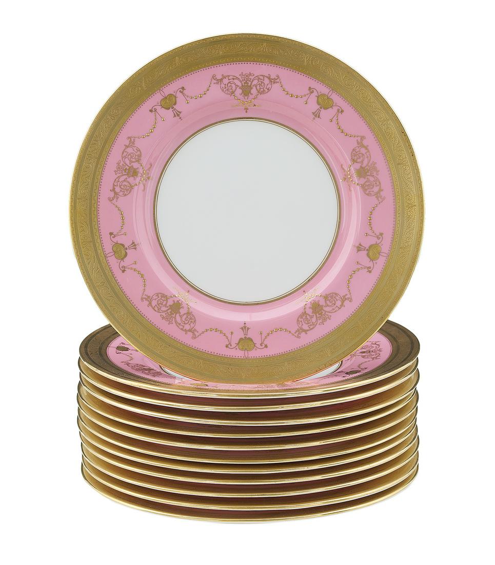 Set of Twelve Mintons Raised Gilt Dinner Plates (1 of 2)
