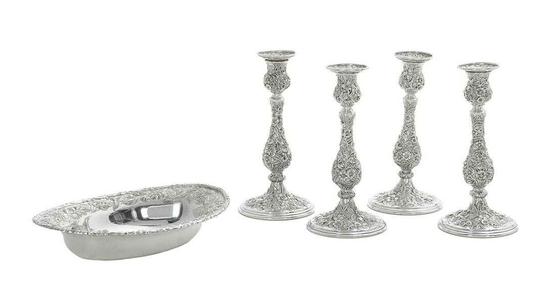 S. Kirk & Son Sterling Candlesticks and Bowl (1 of 1)