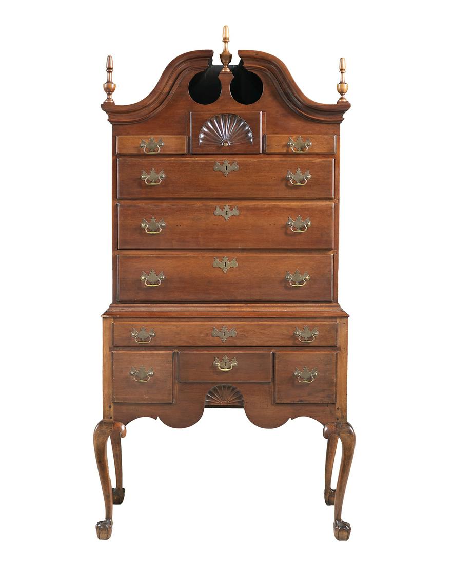 Early American Cherrywood Bonnet-Top Highboy (1 of 3)