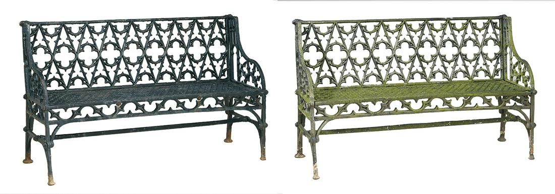 Two Gothic Revival Cast Iron Garden Benches (1 of 3)