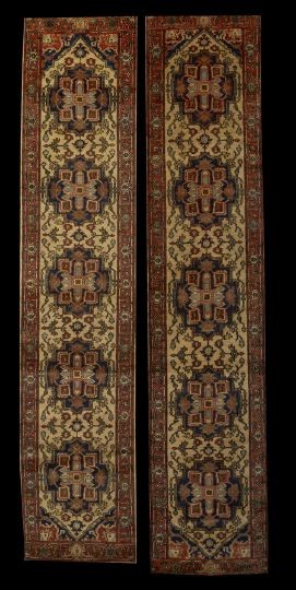 Pair of Agra Serapi Runners: Pair of Agra Serapi Runners, 2' 7" x 12' 2" and 2' 7" x 11' 10".