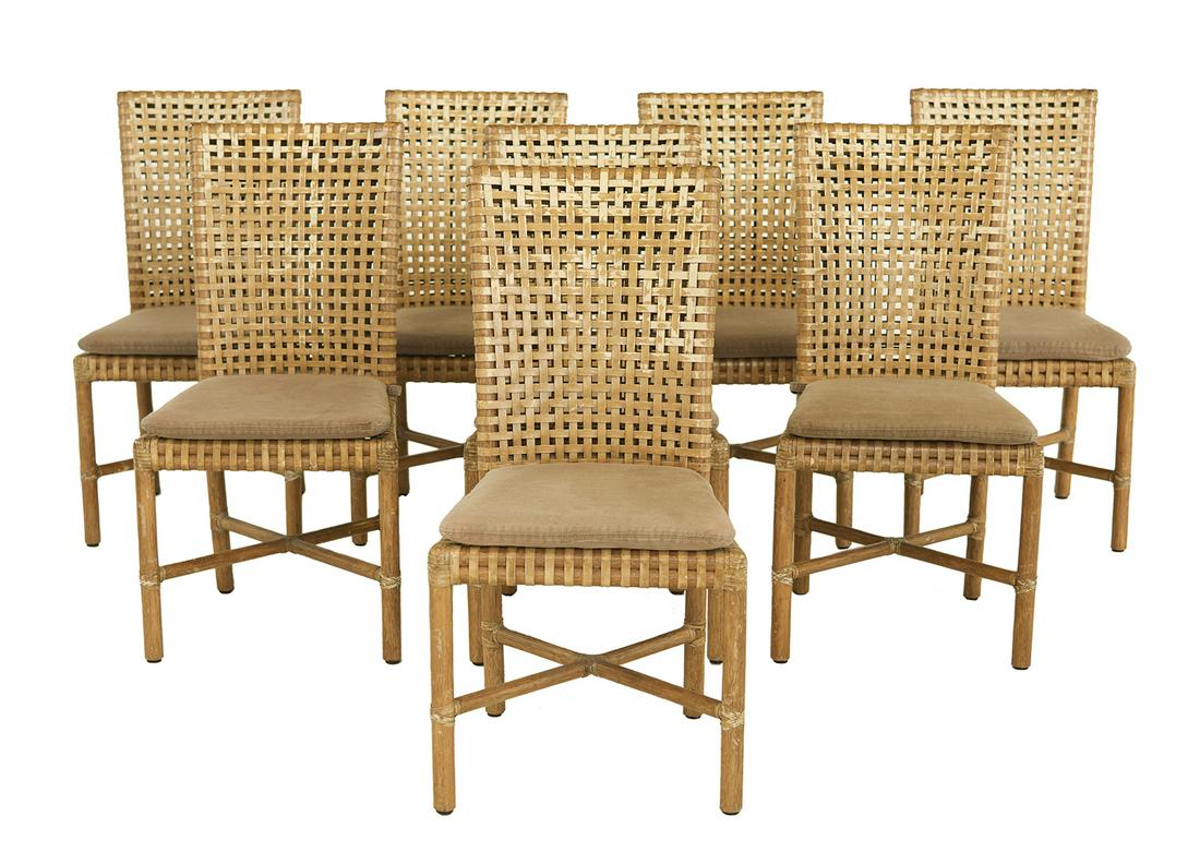 Set of Eight McGuire Laced Rawhide Dining Chairs (1 of 3)
