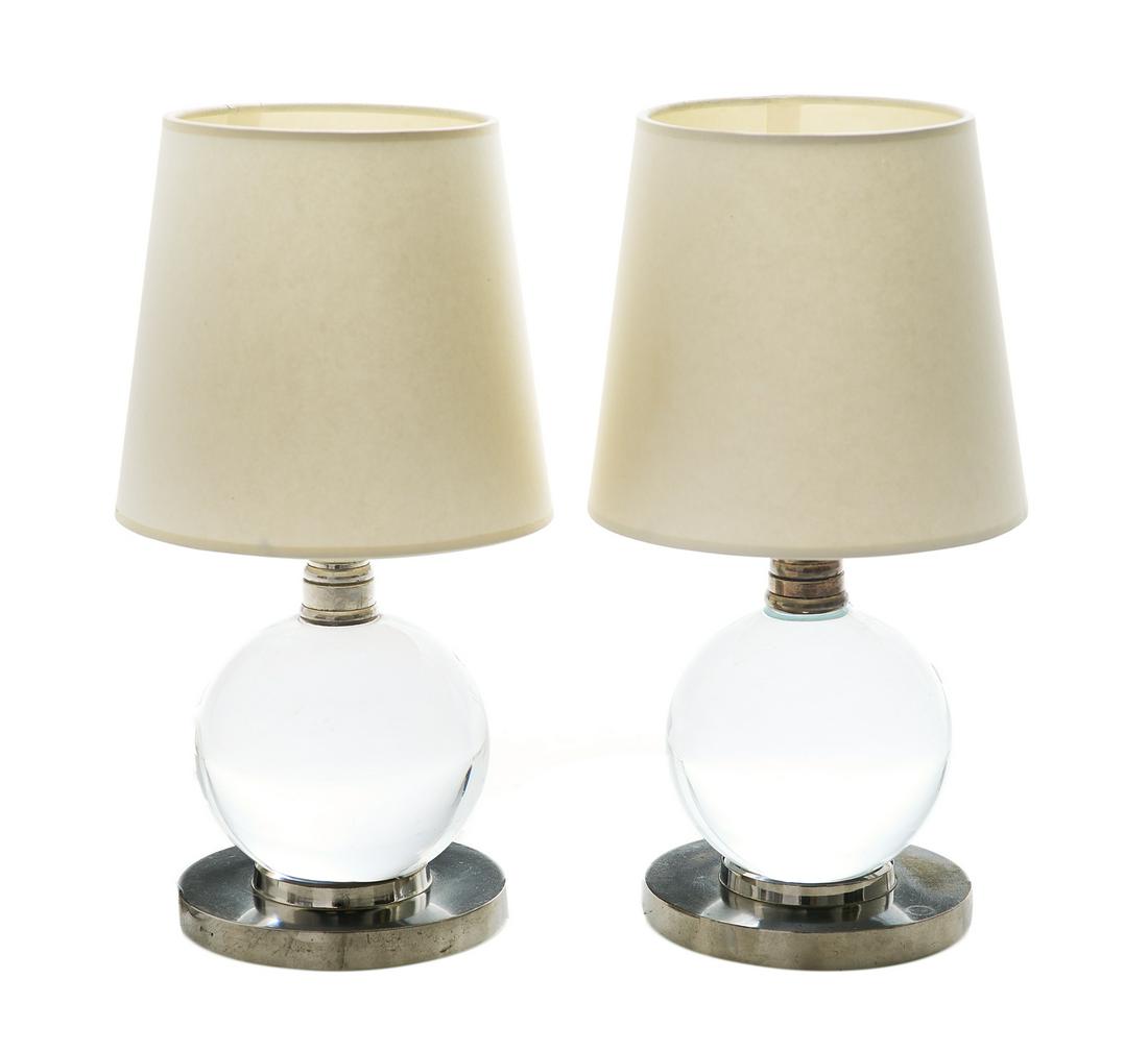 Pair of Jacques Adnet and Baccarat Table Lamps (1 of 1)