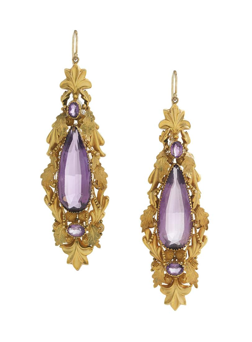 Pair of William IV Amethyst Drop Earrings (1 of 3)