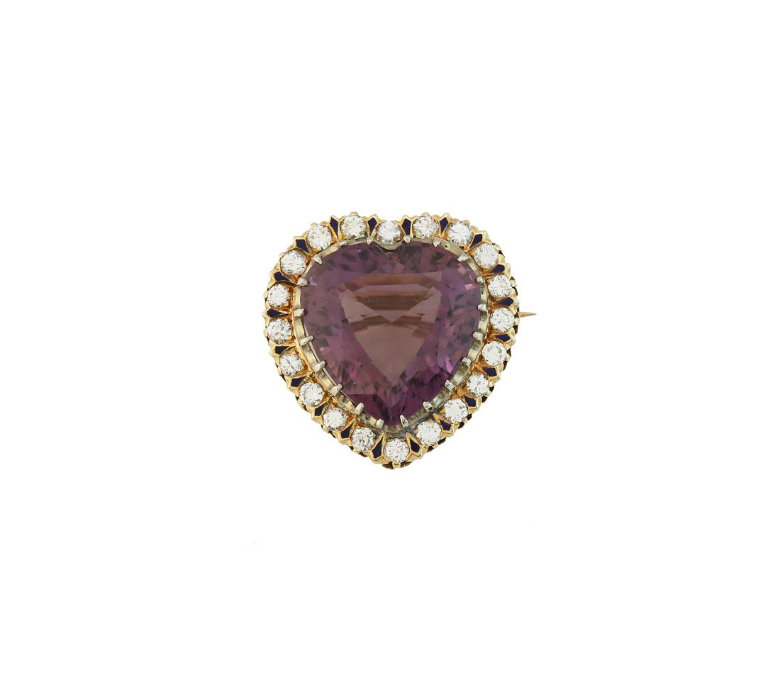 Fine Amethyst Heart Brooch (1 of 3)