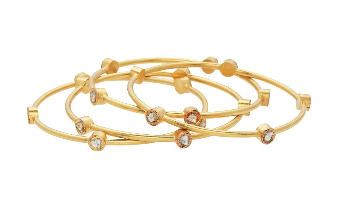 Suite of Four Indian Diamond Bangle Bracelets (1 of 1)