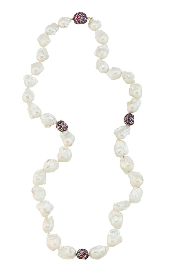 Large Freshwater Pearl and Sapphire Necklace (1 of 1)