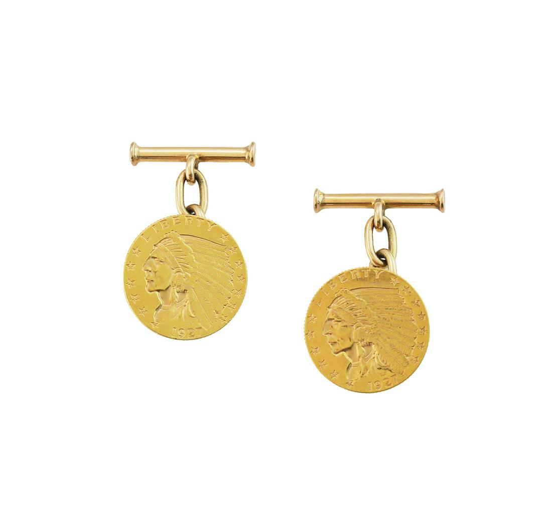 1927 Indian Head $2.50 Gold Coin Cufflinks (1 of 3)