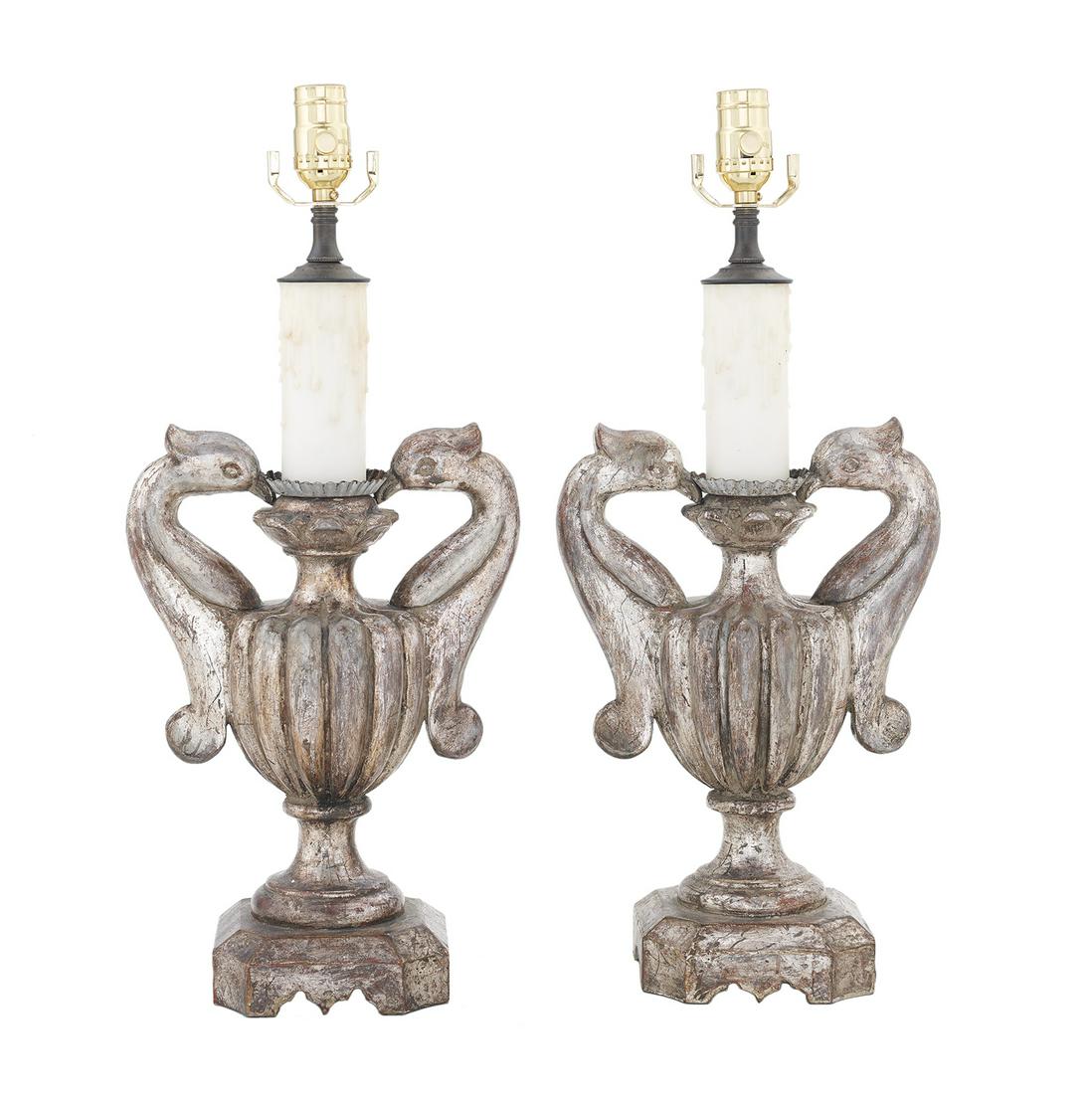 Pair of Italian Silver-Giltwood Urns (1 of 1)